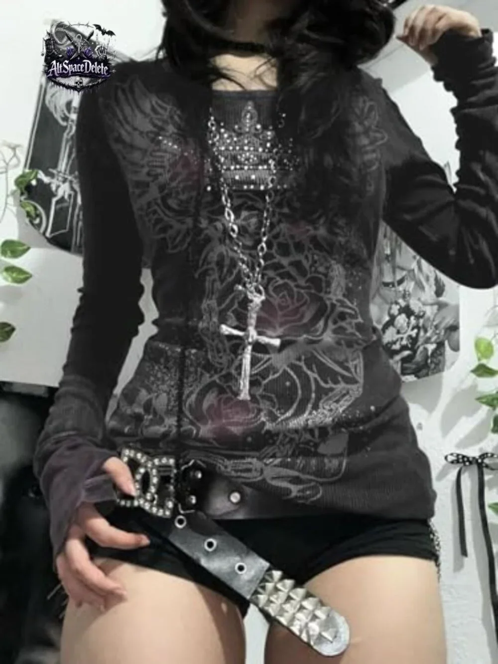 Vintage Y2K Graphic Sweatshirt Slim Fit Crop Top Long Sleeve Streetwear - Picture 2 of 6